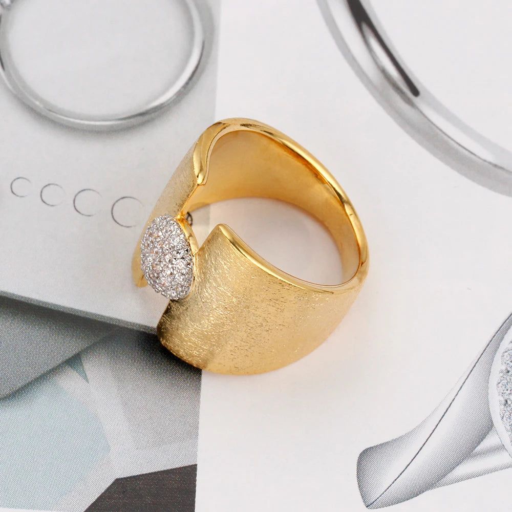 Vintage Style Cubic Zirconia Ring Retro Brushed-finish Finger Ring