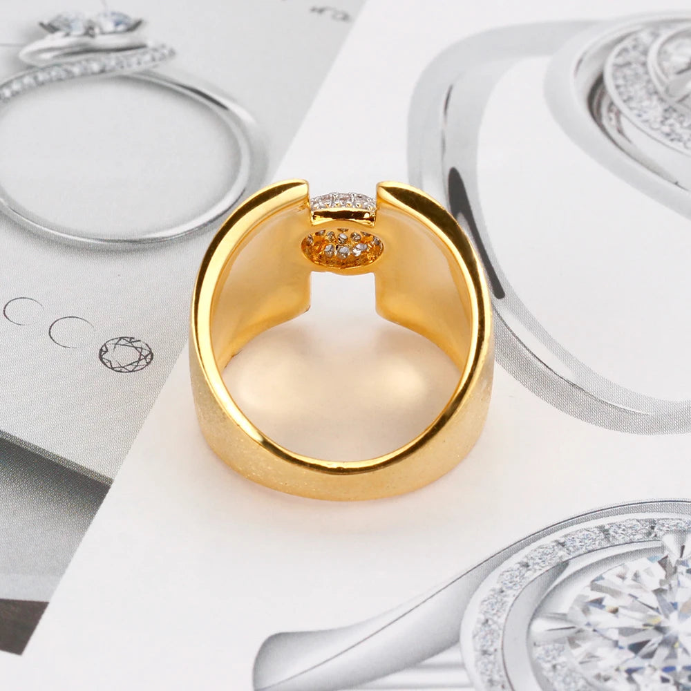 Vintage Style Cubic Zirconia Ring Retro Brushed-finish Finger Ring