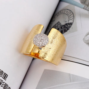 Vintage Style Cubic Zirconia Ring Retro Brushed-finish Finger Ring