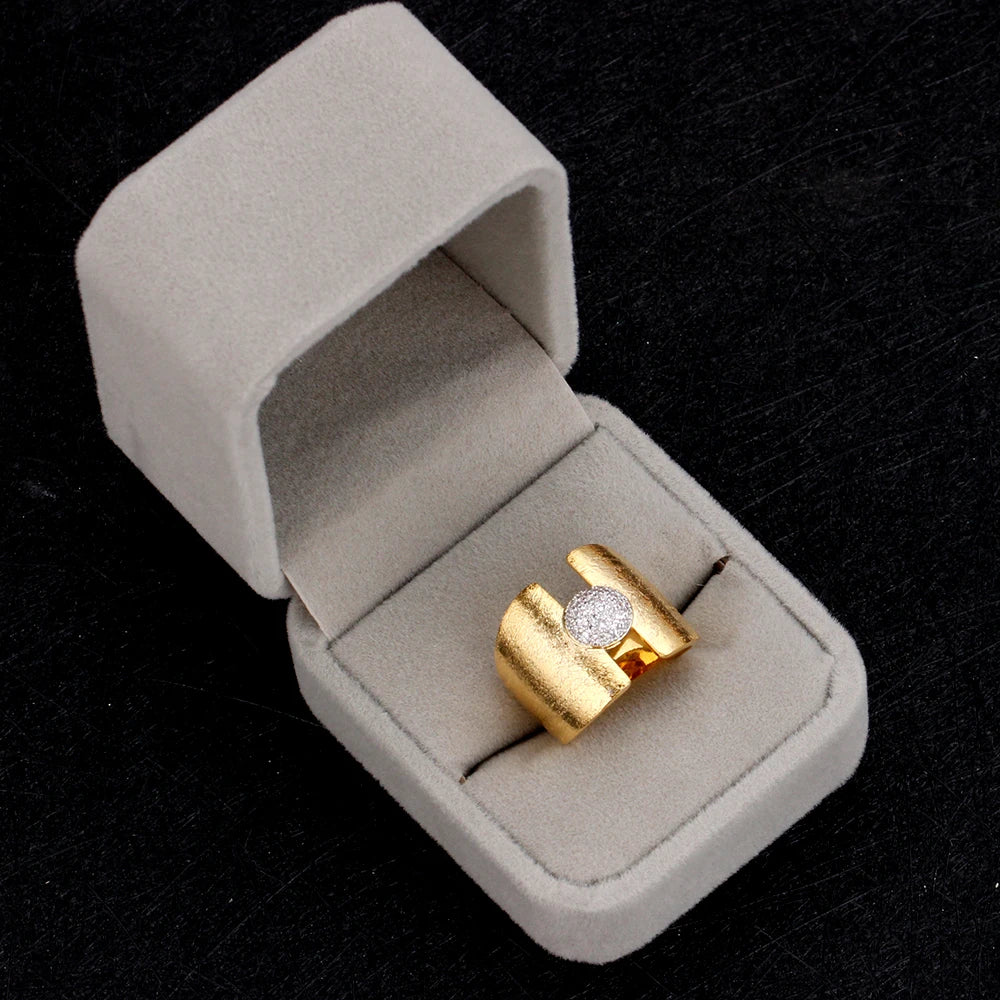 Vintage Style Cubic Zirconia Ring Retro Brushed-finish Finger Ring