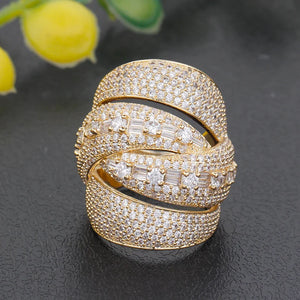 Twist Bold Rings Cubic Zirconia Stones Engagement Party Jewelry