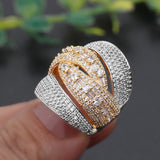 Twist Bold Rings Cubic Zirconia Stones Engagement Party Jewelry