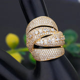 Twist Bold Rings Cubic Zirconia Stones Engagement Party Jewelry
