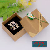 Zircon Micro Paved Ring Lucky Flower Leaf Trapezoid Women Party Jewelry