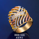Multicolor CZ Twisted Line Ring for Women