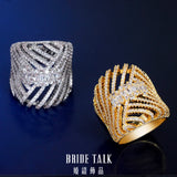 Multicolor CZ Twisted Line Ring for Women