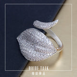 Leaf Shape CZ Gold-Color Nigeria Women Open Adjustable Ring