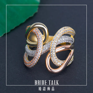 Wedding Rings Cross Geometry Twisted line Cubic Zirconia Dubai Bridal Ring