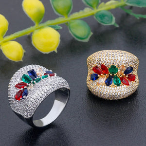 Multicolor Cubic Zirconia Lady Bridal Ring Jewelry