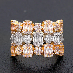Zircon Baguette Wedding Ring Full CZ Bridal Jewelry
