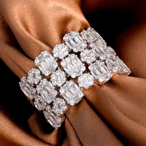 Zircon Baguette Wedding Ring Full CZ Bridal Jewelry