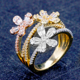 Baguettes Zircon CZ Crystal Bridal Wedding Ring