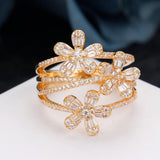 Baguettes Zircon CZ Crystal Bridal Wedding Ring