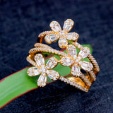 Baguettes Zircon CZ Crystal Bridal Wedding Ring