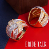 Twisted Line CZ Women Big Rings