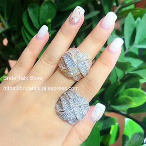 Twisted Line CZ Women Big Rings