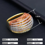 Bride Wedding Big Rings Cross CZ Finger Ring Dubai Party Bridal Jewelry