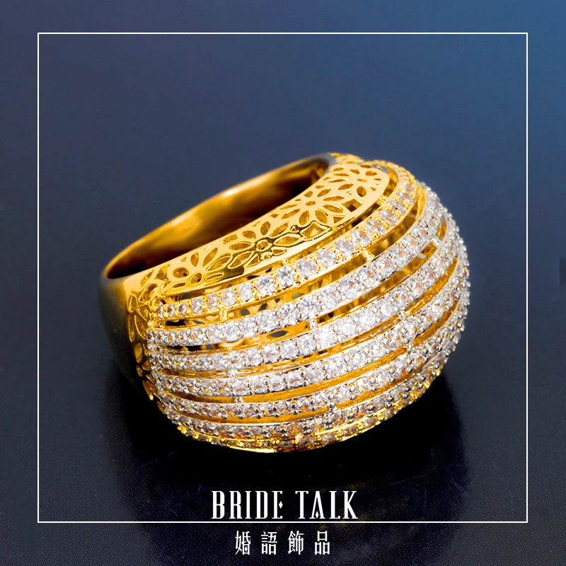 Bride Wedding Big Rings Cross CZ Finger Ring Dubai Party Bridal Jewelry