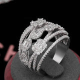 Rhodium Plated Cubic Zirconia Women's Wedding Ring