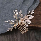 Crystal Leaves Wedding Hair Comb for Women