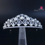 Bride Wedding Crown Headwear Comb Zircon Shell Pearl Pure Princess Crown