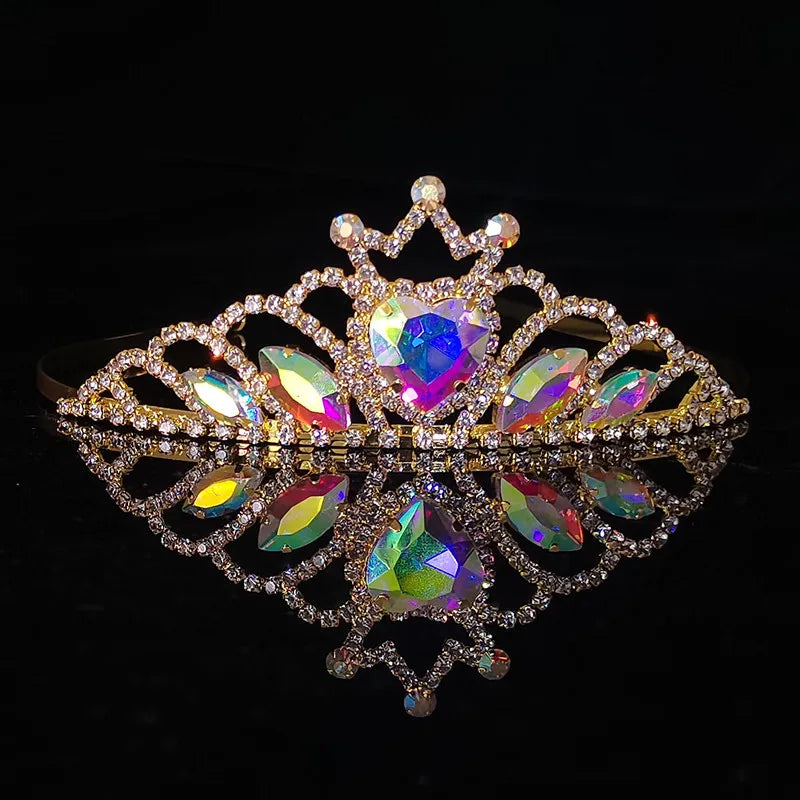 Bridal Heart Glass Crystal Crown Tiara Girls Birthday Party Crown