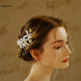 Bride Wedding Flower Hair Combs Metal Hairpins and Clips