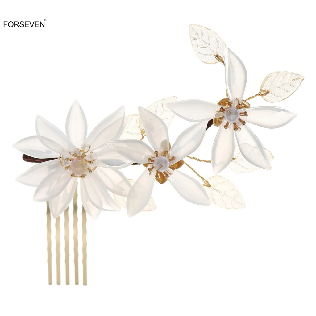 Bride Wedding Flower Hair Combs Metal Hairpins and Clips