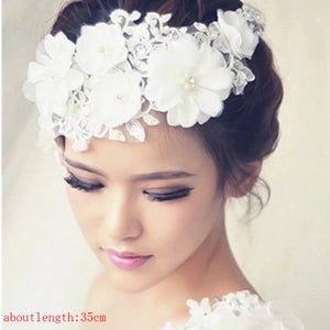 Bride Wedding Hair Accessories Flowers Pearl Decoration Headband