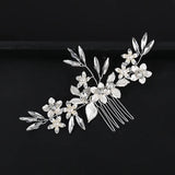 Bridal Wedding Hair Comb Rhinestone Pearl Flower Leaf Headpiece