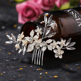 Bridal Wedding Hair Comb Rhinestone Pearl Flower Leaf Headpiece