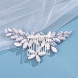 Purple Rhinestone Wedding Hair Combs - Silver Plated Metal Headpieces