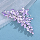 Purple Rhinestone Wedding Hair Combs - Silver Plated Metal Headpieces