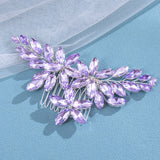 Purple Rhinestone Wedding Hair Combs - Silver Plated Metal Headpieces