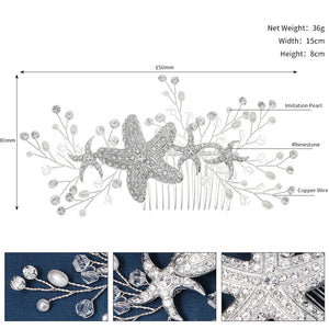 Bridal Rhinestone Hair Combs Starfish Pearls Headpieces