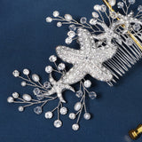 Bridal Rhinestone Hair Combs Starfish Pearls Headpieces