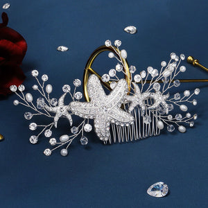 Bridal Rhinestone Hair Combs Starfish Pearls Headpieces