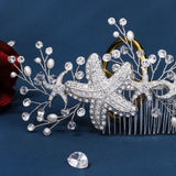 Bridal Rhinestone Hair Combs Starfish Pearls Headpieces
