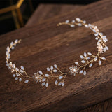 Metal Flower Hairbands Crystal Headwear Pearl Headpieces Women Party Head Jewelr