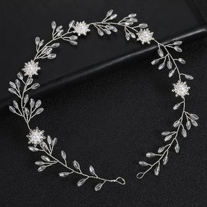 Metal Flower Hairbands Crystal Headwear Pearl Headpieces Women Party Head Jewelr