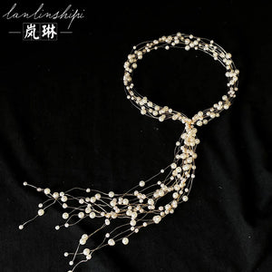 Beaded Pearl Copper Wire Wedding Headdress