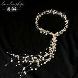 Beaded Pearl Copper Wire Wedding Headdress