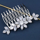 Bridal Headdress Comb with Marquise Zircon Side Hairbrush