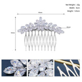 Bridal Headdress Comb with Marquise Zircon Side Hairbrush