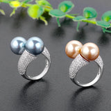 BrideTalk Pearl Statement Rings for Women Cubic Zircon Finger Rings