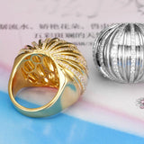 BrideTalk Round Big CZ Ring Bohemian Style Beach Jewelry