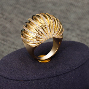 BrideTalk Round Big CZ Ring Bohemian Style Beach Jewelry