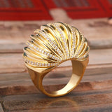 BrideTalk Round Big CZ Ring Bohemian Style Beach Jewelry