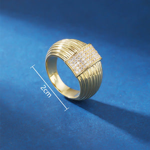 Golden Finger Rings CZ Micro Paved Rhinestone