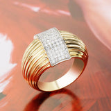 Golden Finger Rings CZ Micro Paved Rhinestone